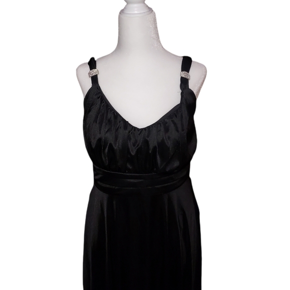 New Bell L Midi Dress Black Tie Back Jeweled Straps Tank Sleeveless Sati… - Picture 2 of 4